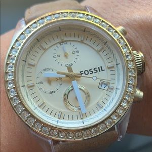 Fossil brown and gold watch